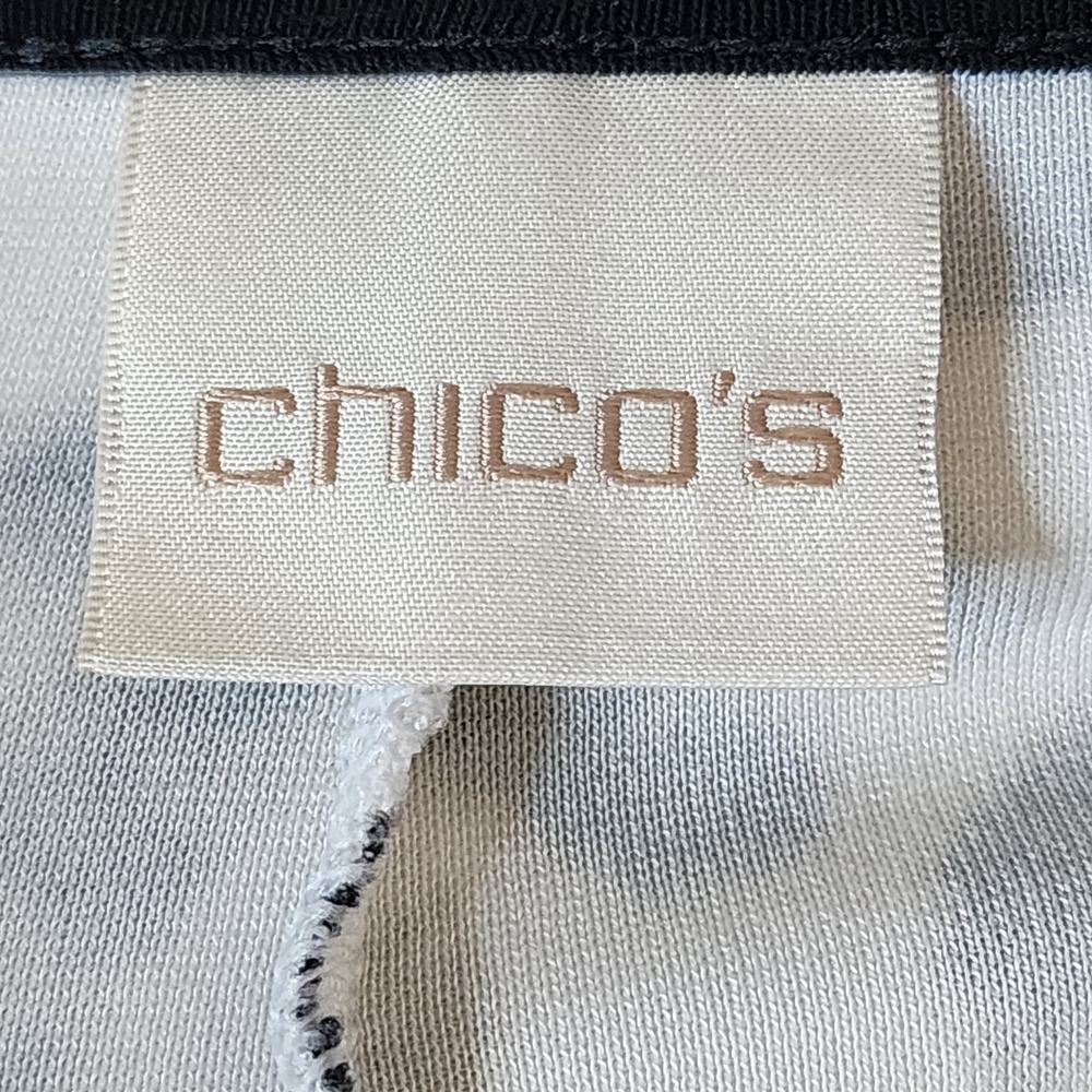 Chicos Top Size 3 Womens XL Brown White Black Animal Print Casual Stretch - Picture 5 of 8